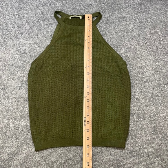 Alice + Olivia Halter Tank Top Sweater Micro Cable Knit Green Textured Shirt Sm - Picture 4 of 7